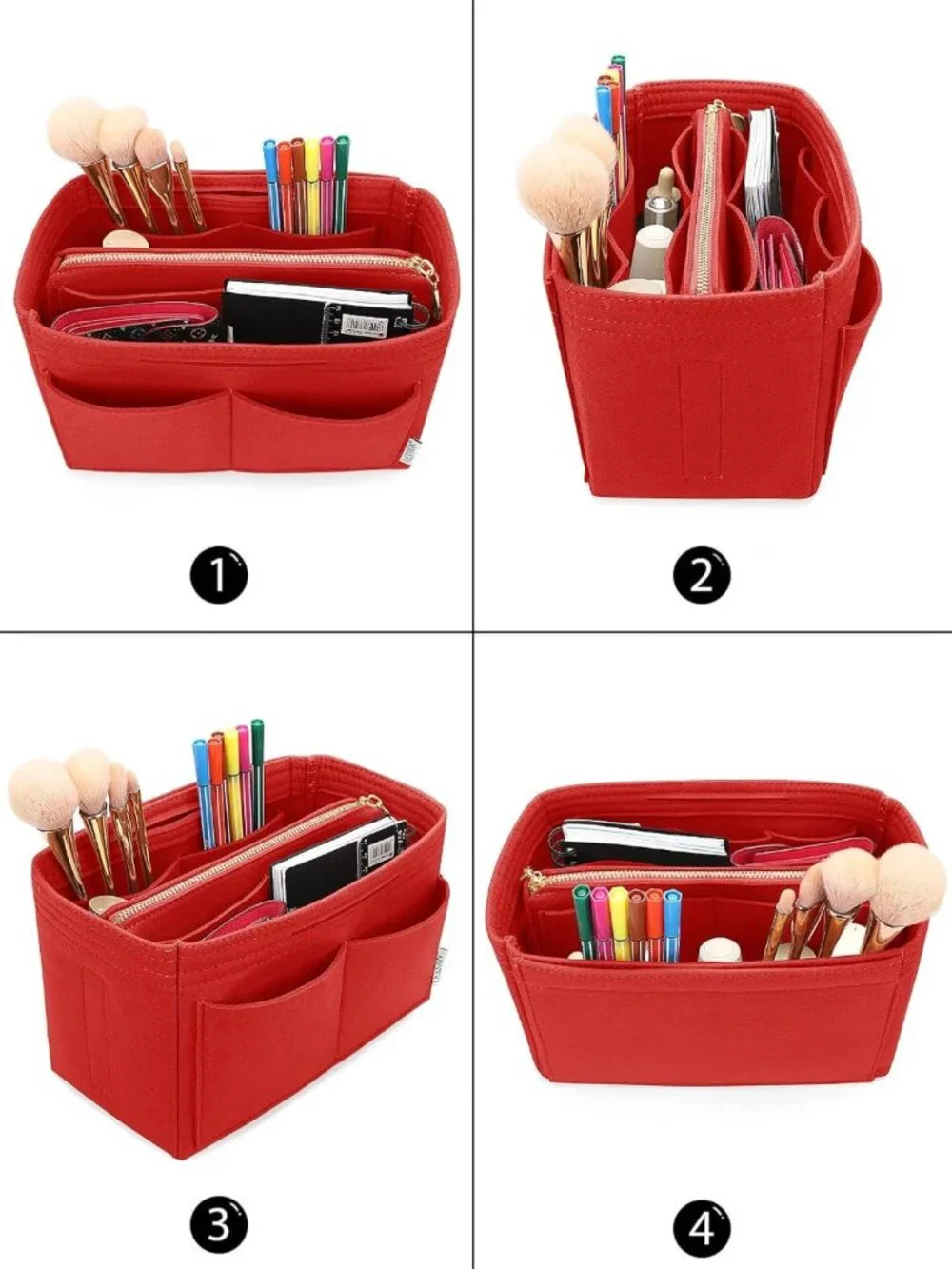Felt Purse Organizer Insert for Tote Bags | 5 Sizes, Zippered Divider, Bag